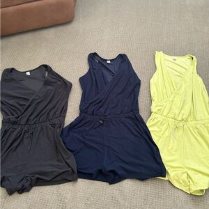 Lot of (3) Old Navy Women’s Breathe On Sleeveless V Neck Rompers Size M